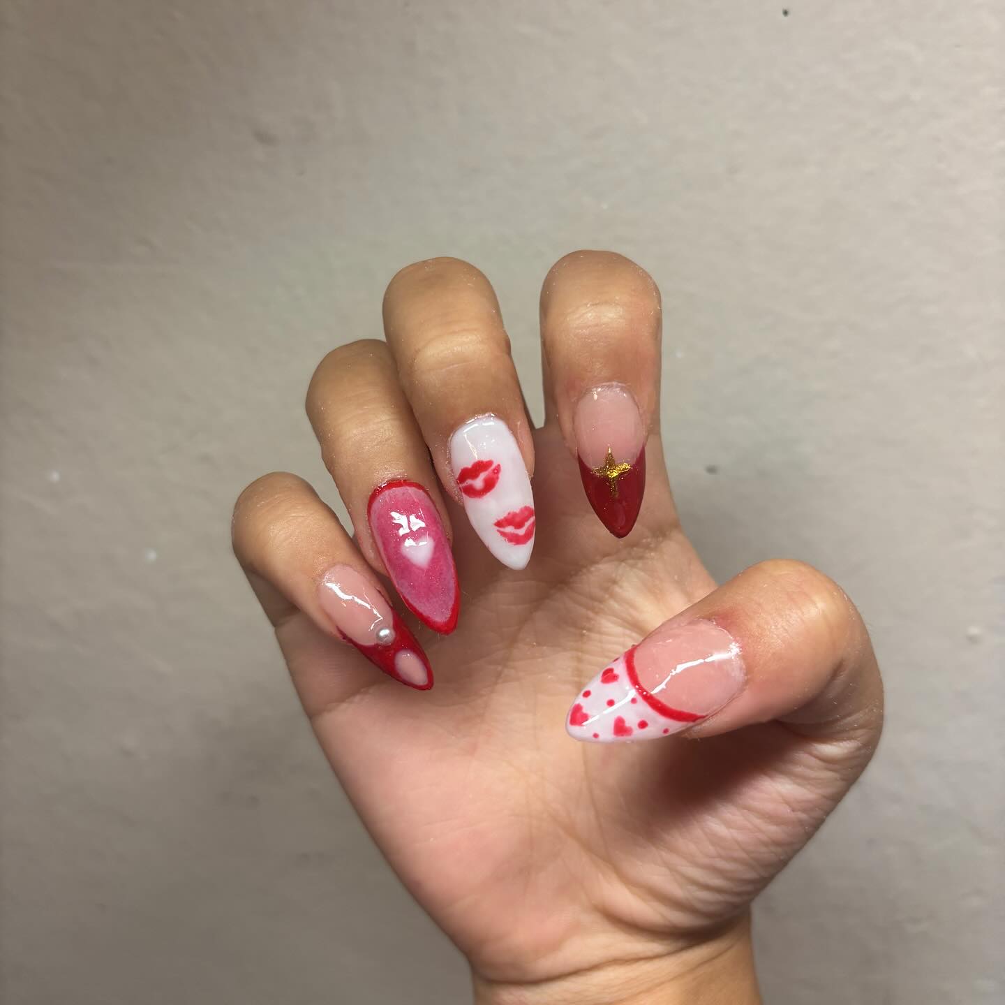 cupid nails for halloween #nails #cupid #hearts