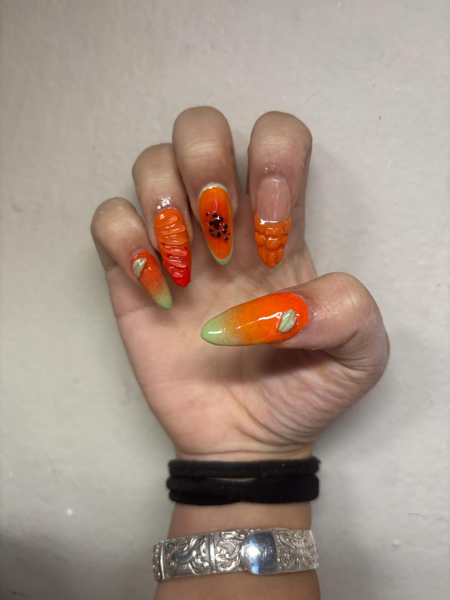 Feeling sweet 🥭 #papayanails #mangonails #orangenails #fyp #nails
